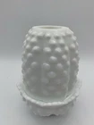 Vintage Fenton White Milk Glass Hobnail 5" Fairy Lamp Light Two-Piece