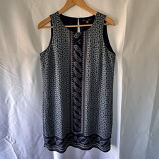 Rose & Olive Sleeveless Midi Dress Size 10 V Neck Tunic Blue Wrinkle Free Travel