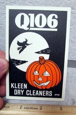 vintage 1990 Q106 Radio station Kleen Dry Cleaners Sticker patch Glows in Dark
