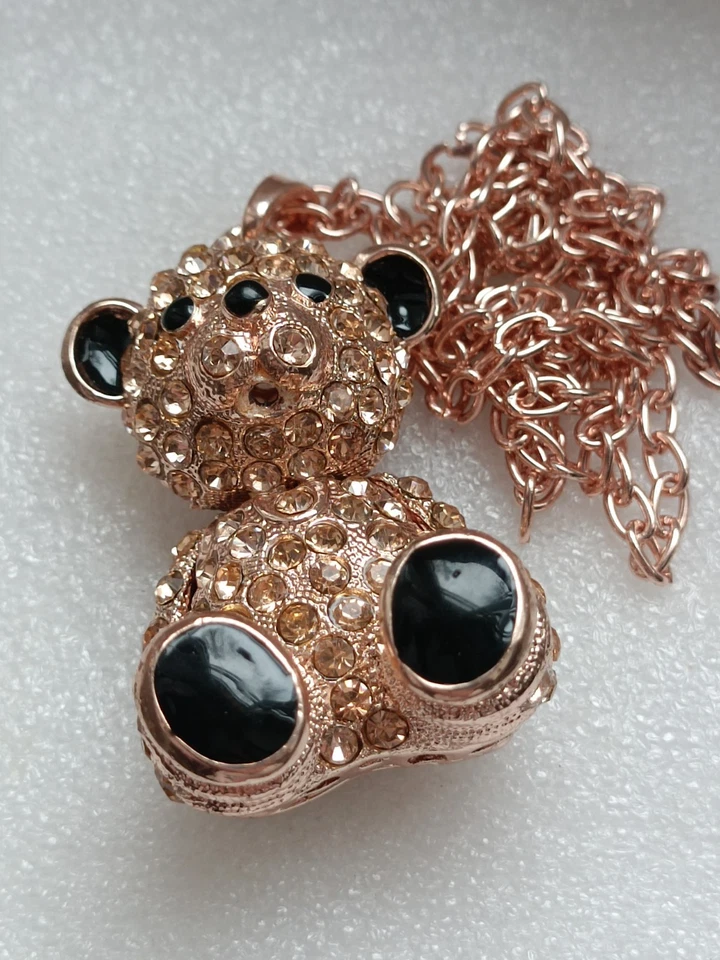  Kette " Teddybär" Champagner Strass XXL Sitzend Modeschmuck  - Bild 4 von 4
