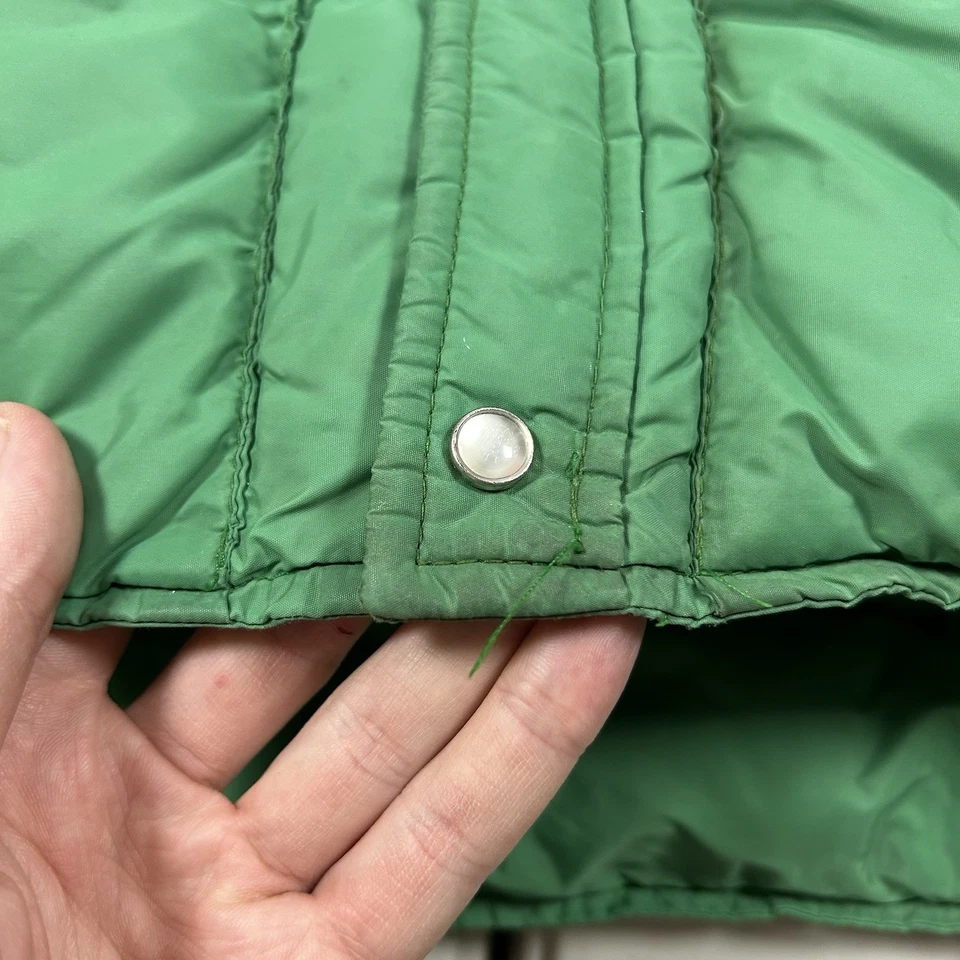 Chaleco acolchado de plumón de pato Woolrich vintage años 70 cuero verde gamuza TALLA MEDIANA Foto 4 de 4