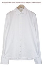 Suitsupply Men's Formal Shirt 43/17 Slim White Pure Cotton Classic Long