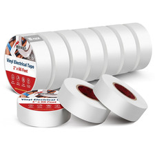 White Electrical Tape 1 in X 66Ft 10 Pack, Industrial Grade UL/CSA Listed 7 Mil