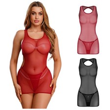 Women Dress Honeymoon Outfits Lingerie Mini Sheer Mesh Lingerie Nightwear Sexy