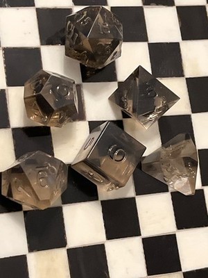 Vintage Armory set clear smoke uninked rpg ad&d dice 030726@