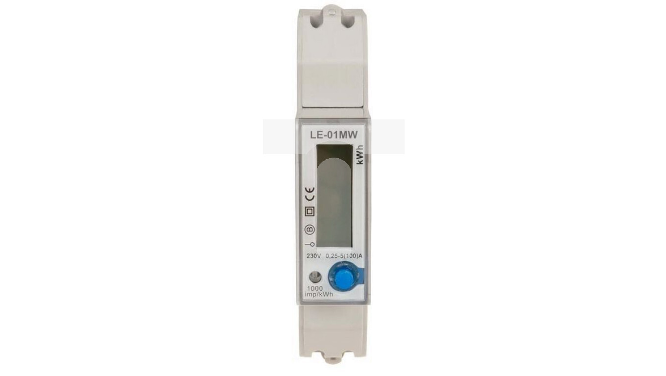 Electricity meter 1-phase 5/100A 230V with display LE-01MW /T2UK