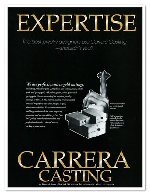 Carrera Casting Contract Jewelry Casters NYC Vintage 1997 Full-Page Magazine Ad
