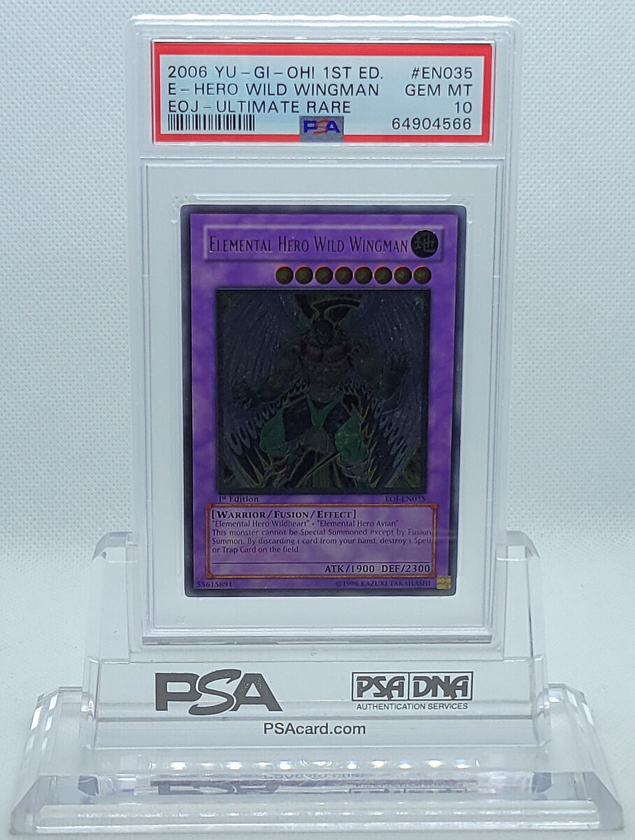 YUGIOH 1ST EOJ-EN035 ELEMENTAL HERO WILD WINGMAN ULT PSA 10 YUGIOH 1ST EOJ-EN035 ELEMENTAL HERO WILD WINGMAN ULT PSA 10