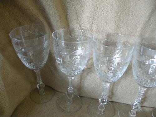 Stunning Vintage Etched Crystal water Goblets SEVEN - Picture 7 of 12