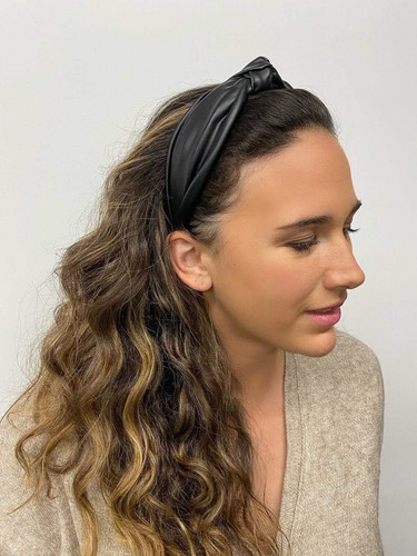 Stirnband, geknotete Stirnbänder für Frauen schwarzes Leder, modische Stirnbänder für Frauen - Bild 5 von 6