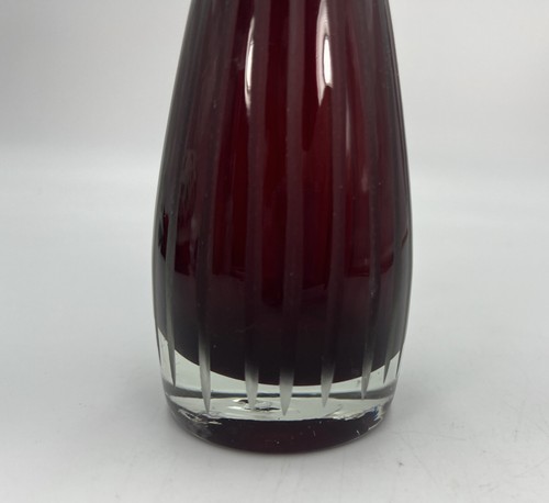 Margie Garden Hand Blown Creative Artisans Modern Art Glass Vase Etched Red 12" - Picture 5 of 8