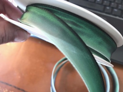 vintage ribbon rayon acetate ombre 5/8'' emerald 1yd made in France