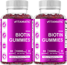 2 Pack - Biotin Gummies 10,000 Mcg for Stronger Hair, Skin & Nails - 60 Vegan Gu