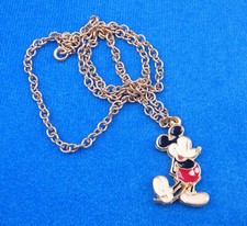 1960  s Walt Disney Productions Gold Tone  Enamel Mickey Mouse Pendant Necklace