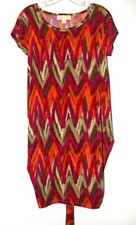 Michael Kors Bright Multicolor Zigzag Print Wrap Back Tie Stretch Dress Size S