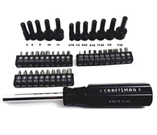 NEW CRAFTSMAN 43 pc PIECE SCREWDRIVER 43373 MAGNETIC HANDLE NUT DRIVER BIT SET