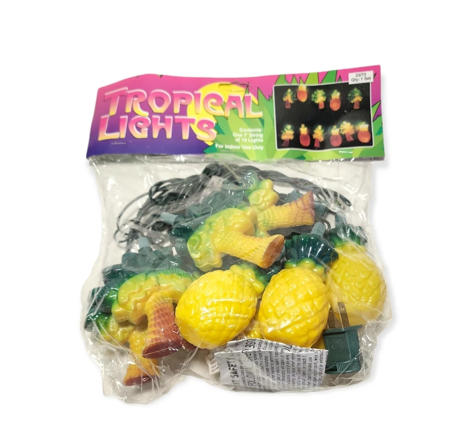 Pineapple Tropical Summer String Lights Palm Trees 10 Indoor Lights 7 Foot - Image 4 of 4