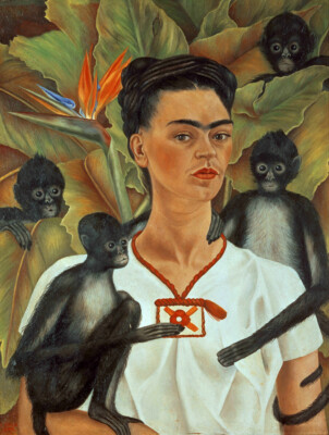 FRIDA KAHLO SELF PORTRAIT WITH MONKEYS PRIMITIVISM GICLEE PRINT FINE CANVAS