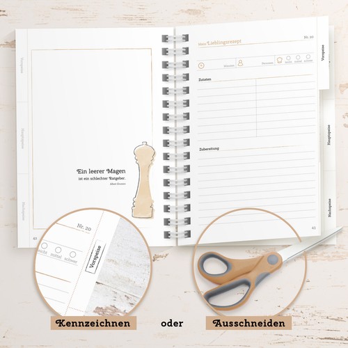 DIY Rezeptbuch zum selberschreiben: DIN A5 Kochbuch, Ringbuch, 70 S, weiß/beige - Bild 3 von 8