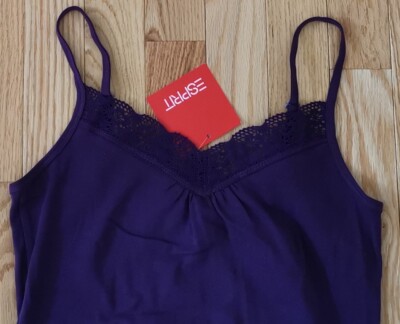 NWT Women VTG 90s Y2K Esprit Lace Trim Tank Top Camisole cotton Adjustable Strap
