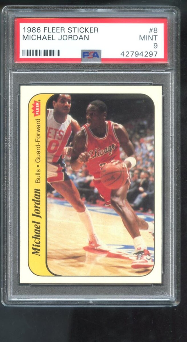 1986-87 Fleer Sticker #8 Michael Jordan ROOKIE PSA 9 Graded