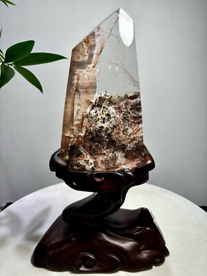 4.6LB Top Rare Natural ghost phantom Quartz Mineral specimen Crystal Decor+base