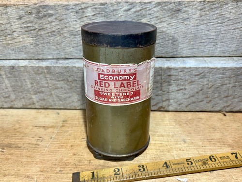 Cadbury's Red Label Wartime Homefront WW2 Economy Label Cocoa Tin c1940s
