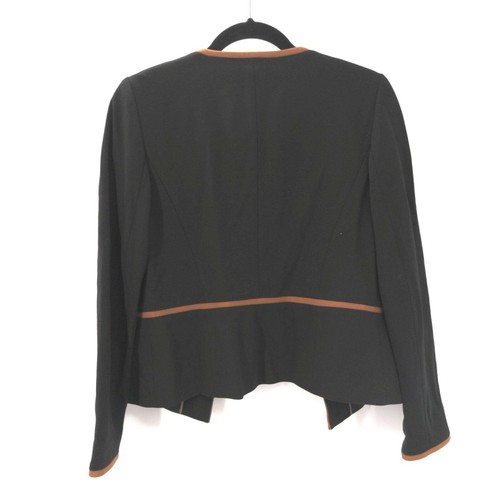 Talbots Tipped Jacket Womens 2 Black Brown Trim Italian Luxe Knit Career - Picture 2 of 8
