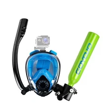 GOYOJO Scuba Tank and Snorkel Mask Combo, 0.5L Green Portable Mini Diving Oxy...