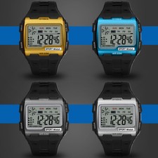 Mens Large Dial Digital LED Quartz Sport Watch Male Waterproof Rubber Wristwatch