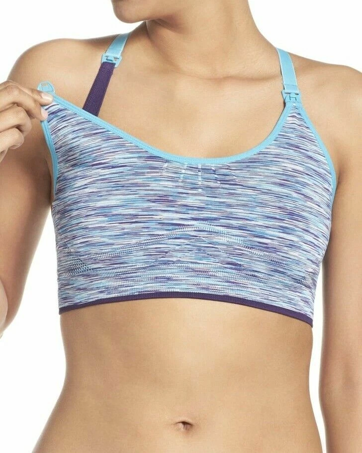 Hotmilk Vitality Yoga Bra S 32DD E F Sports Blue Drop Cup Nursing Maternity New - Image 3 of 4