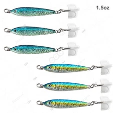 6pcs 1.5oz Fishing Mega Live Bait Metal Lure Luna Jig holographic Blue Sardine
