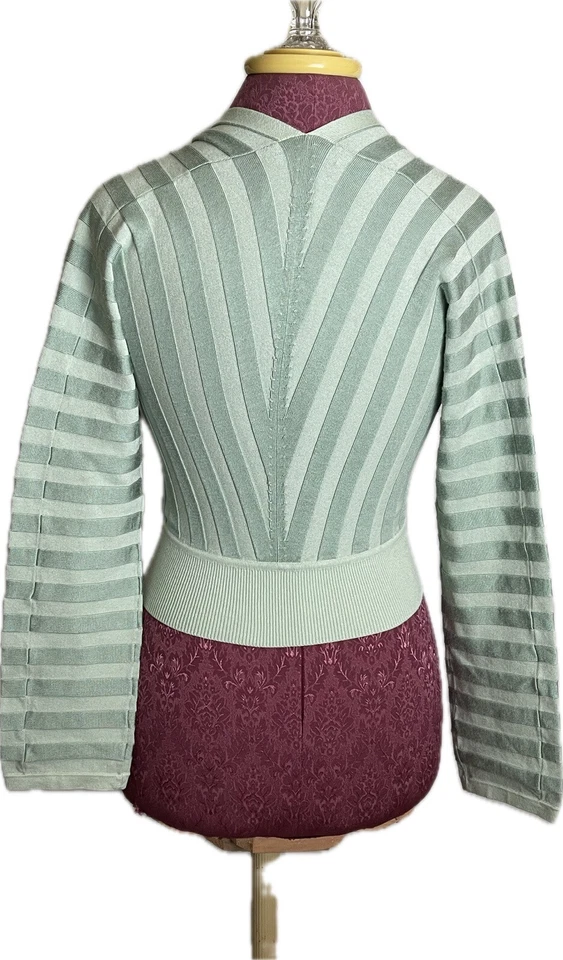 Club Monaco 女式毛衣十字前薄荷条纹 XS 码 149 美元 — 第 2/4 张图片