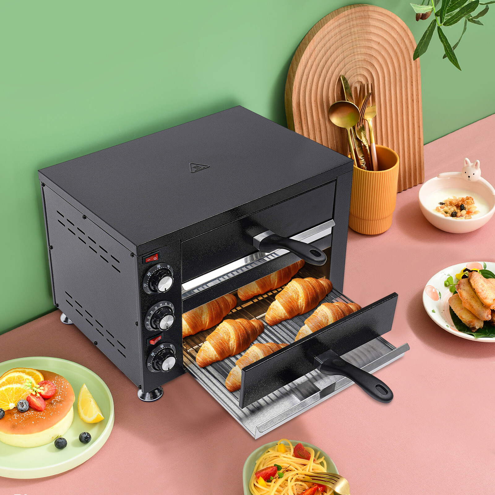 Commercial Double Layer Countertop Pizza Oven for Indoor Cooking