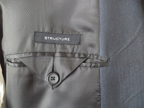 Structure Men's Blue Modern Fit Striped Two Button Suit Coat Blazer Size 46L - Picture 6 of 9