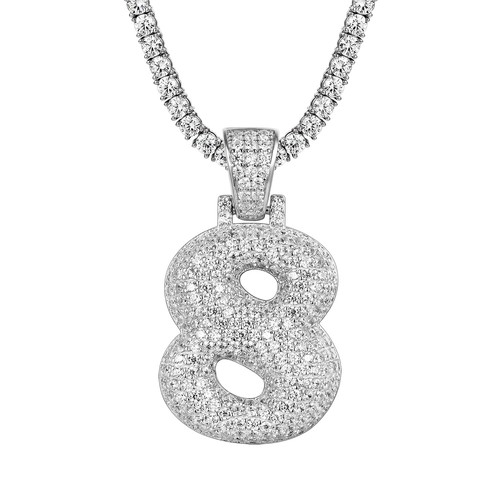 925 Silver Number 8 Pendant Custom 