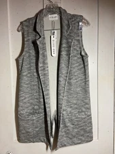 NWT Olive And Oak Open Vest Women's Size L Office Career Wear Heather Gray Long
