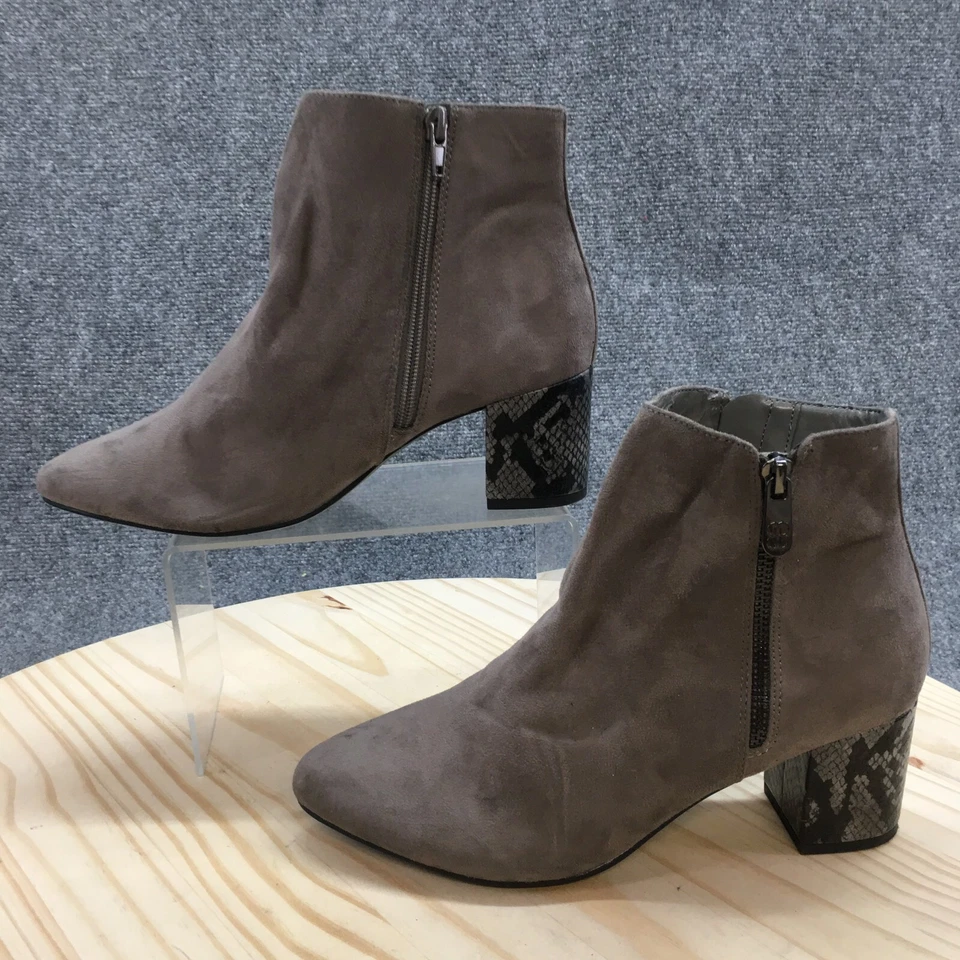 Botas Bandolino Mujer 8.5 M Informales Botines Tacones Gris Gamuza Cremallera Lateral Foto 2 de 4