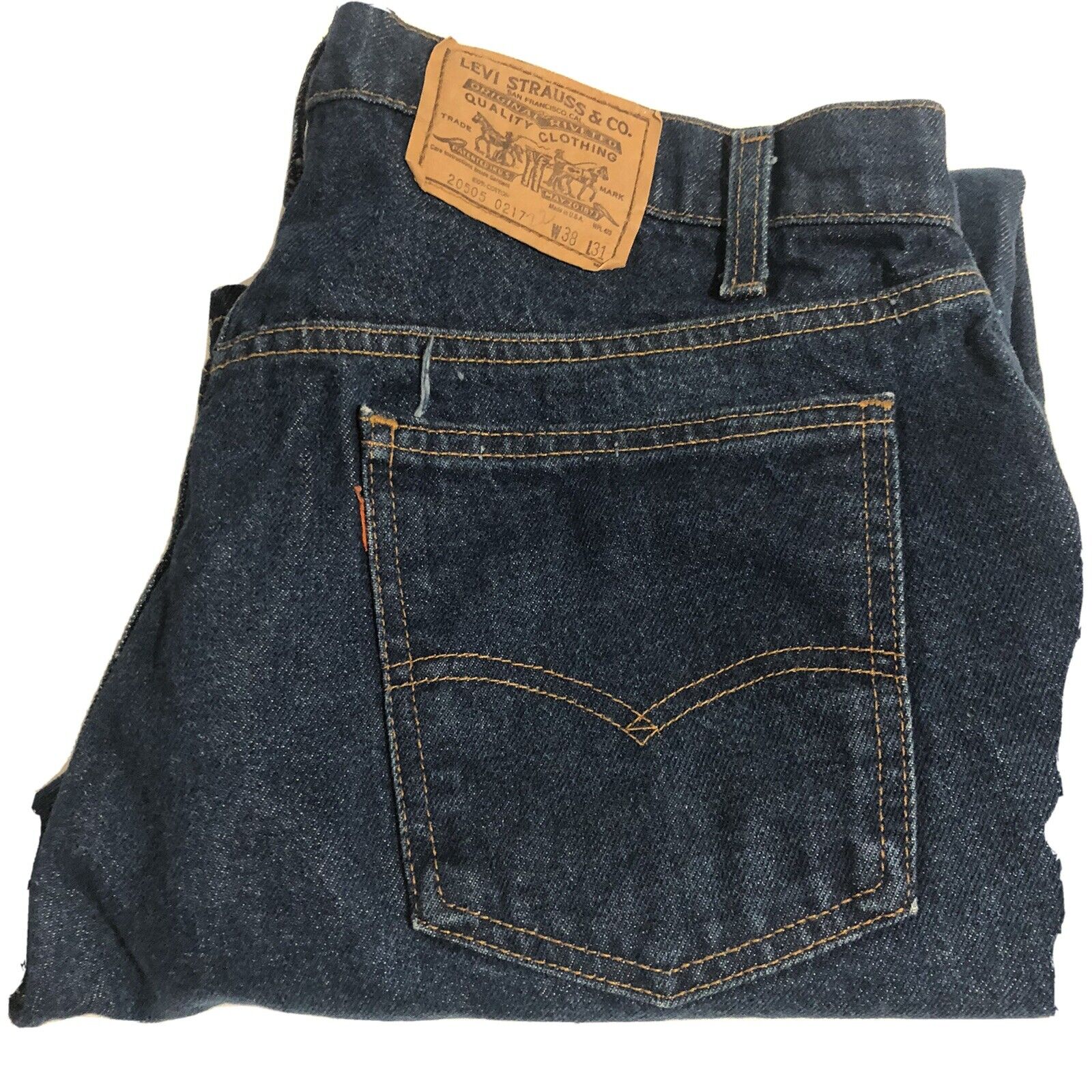 Vintage 5 popular 70s Levis 505-0217 Sales results No. 1 Dark Blue Jeans 38 Ma X Mens Denim 31