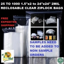 Clear Plastic Zip Seal Lock Top Reclosable Poly Jewelry Bags 2 Mil 2-Mil