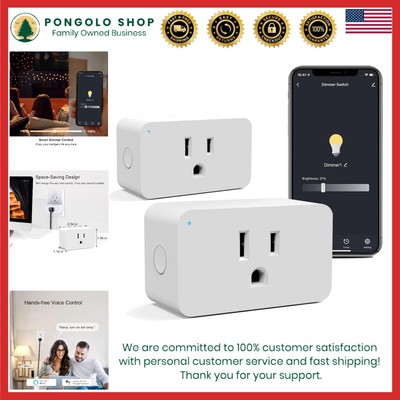Smart Plug Dimmable Outlet 2 Pack, Voice Control Mini Dimmer for LED CFL Lamps