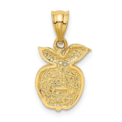 Real 14kt Yellow Gold Polished Red Enameled Apple Pendant - Imagen 3 de 6