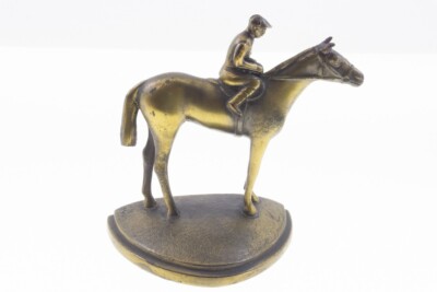 Vintage Jakob Gruber Vienna Horse Rider Jockey Race Solid Bronze Statue Bookend