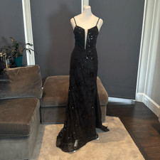 Women s Black MermaidFit Sequins Party Prom Formal Dress LaceUp Back Size 2 NWOT