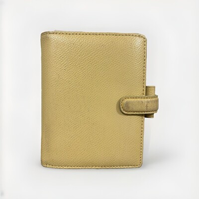 Vintage Filofax Creme Tasche Rio Echtleder Geldbörse Organizer Portemonnaie 