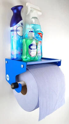 MEGAMAXX UK™ Industrial Blue Roll Paper Towel Holder Dispenser Clean Shelf Cleaning Station