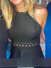 Theory Little black racerback mini dress XS tiny eyelet cutout worn once