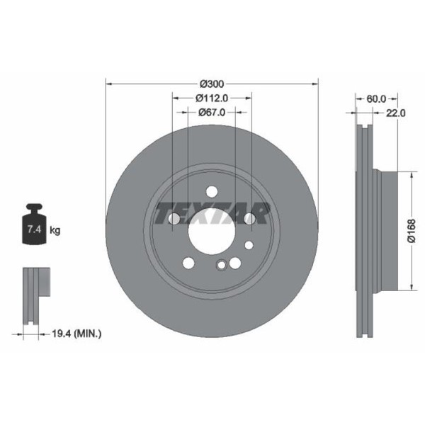 Textar 2X Bremsscheibe Hinten Ø300Mm InnenbelüFtet FüR Mercedes-Benz S-Klasse-image