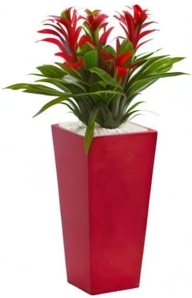 Triple Bromeliad Artificial Plant in Red Planter - Image 2 of 2