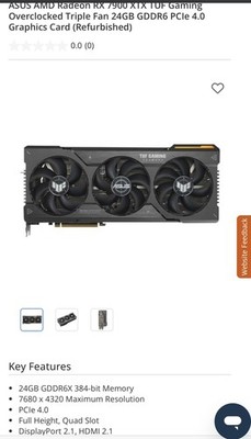 New RX 7900 XTX ASUS TUF 24GB valued at $1,500